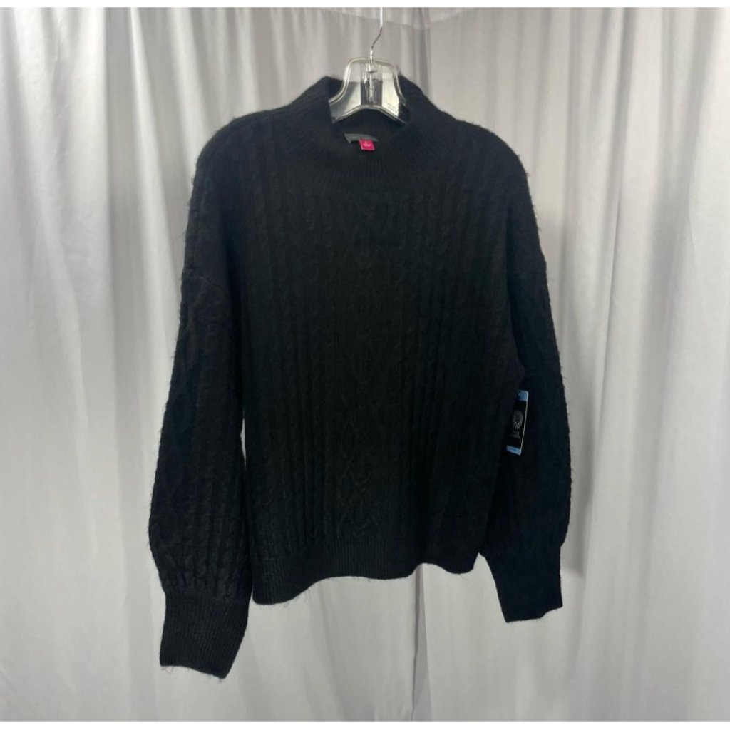 Vince Camuto Women S Mock Neck Cable Knit Pullover Sweater Relaxed Fit Black